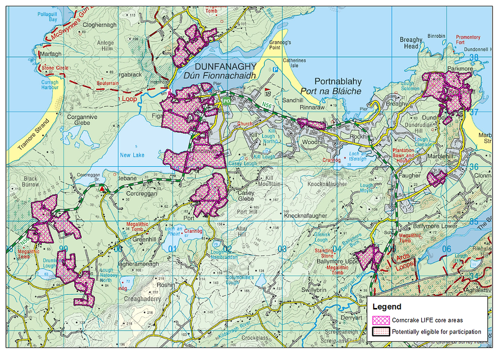 Carte de la région de Dunfanaghy